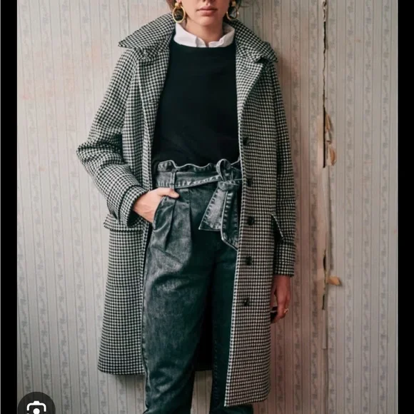 Sezane Jackets Coats Rare Szane Aston Houndstooth Wool Coat